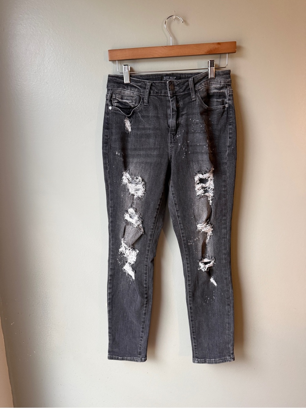 Judy Blue Black Distressed Skinny Jeans Size 5/27